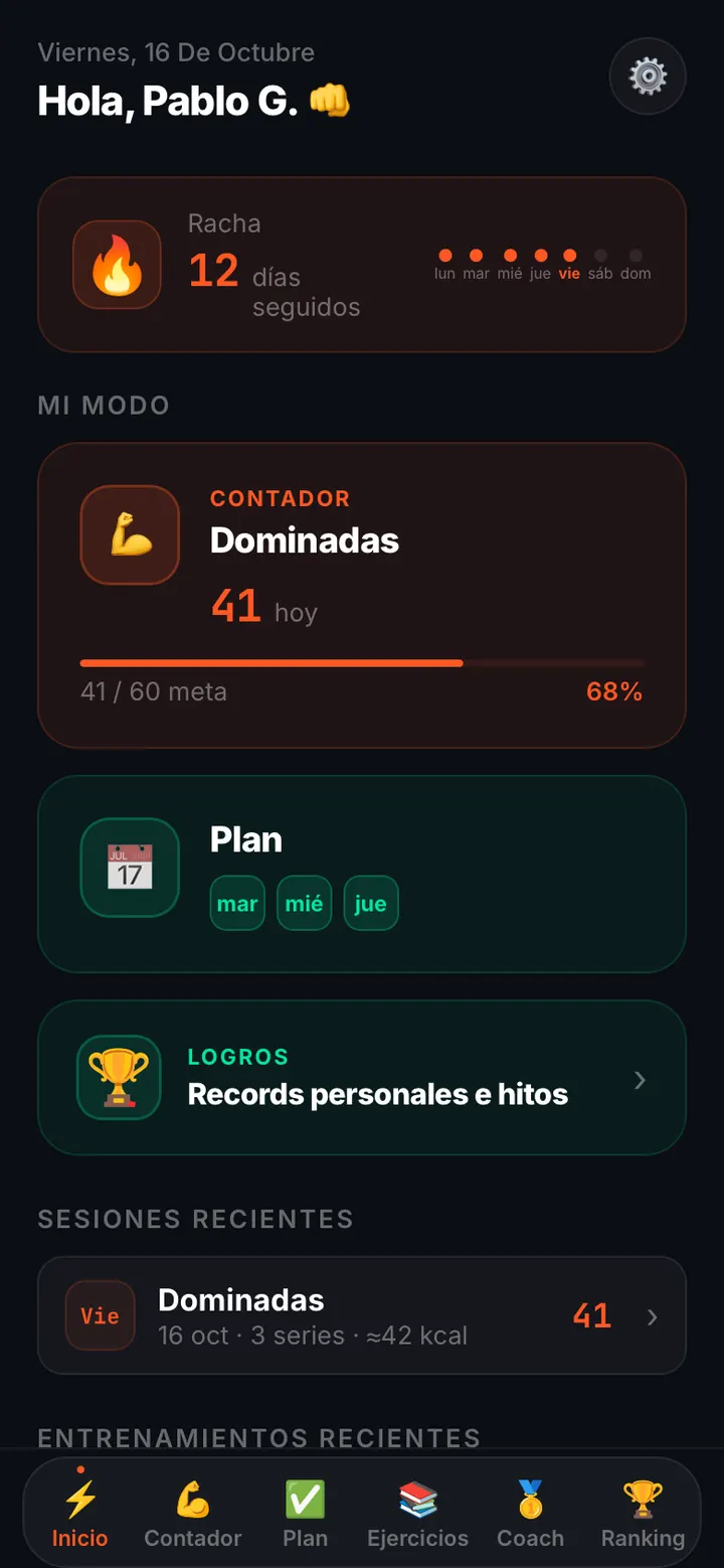 Pantalla principal de la app